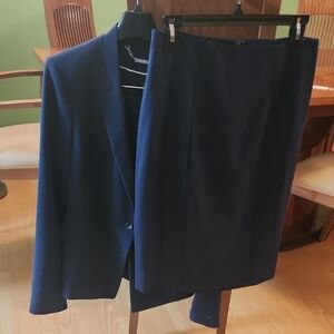 Women's Navy Blazer And Skirt Suit.